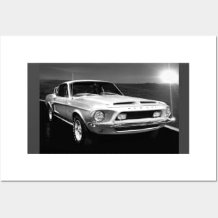 Shelby Cobra Mustang 1968 BW Posters and Art